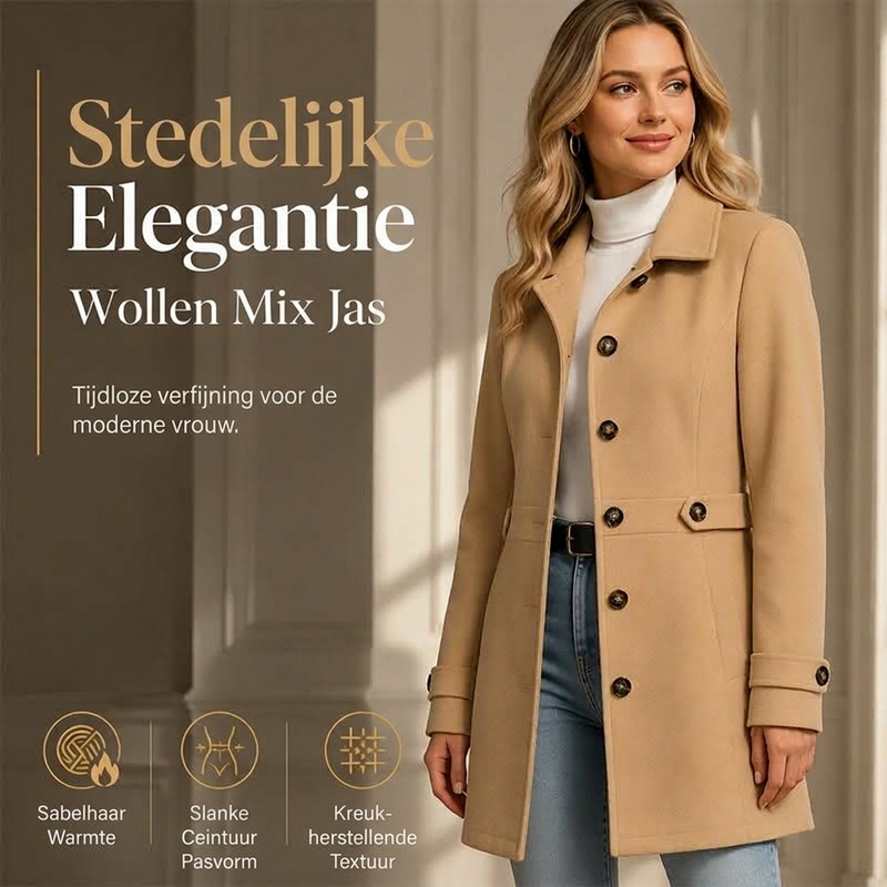 🧥 Elegante Getailleerde Damesjas met Enkele Knopenrij – Klassieke Jas met Slanke Pasvorm & Tijdloze Stijl ✨