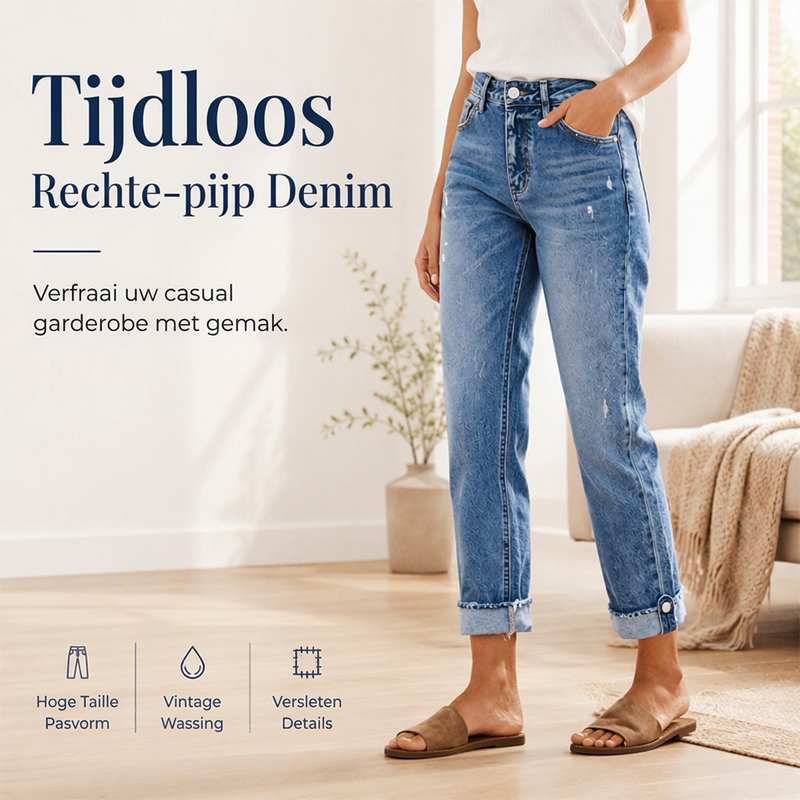 Casuele straight leg jeans met distressed-effect voor dames