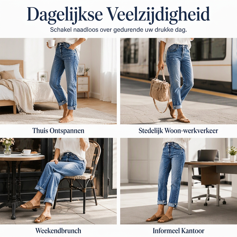 Casuele straight leg jeans met distressed-effect voor dames