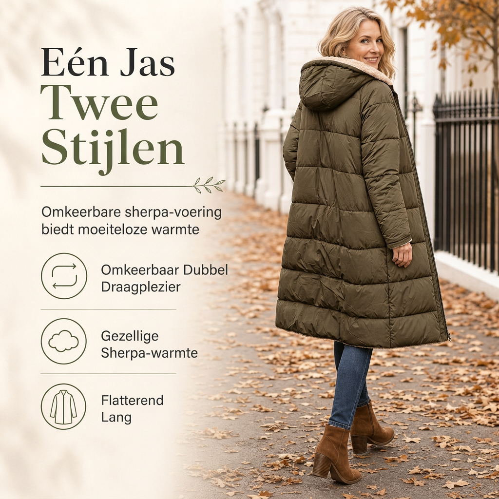 🧥 Omkeerbare Gewatteerde Slim Fit Jas met Capuchon – 2-in-1 Winterjas met Warme Pasvorm & Moderne Stijl ✨