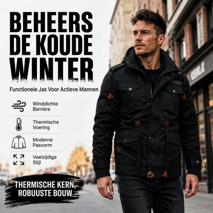 📢📢50% korting!!!🎉✨🔥Gratis verzending✈️Heren winterjack met thermovoering en afneembare capuchon