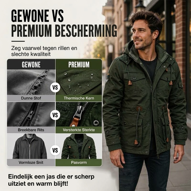 📢📢50% korting!!!🎉✨🔥Gratis verzending✈️Heren winterjack met thermovoering en afneembare capuchon