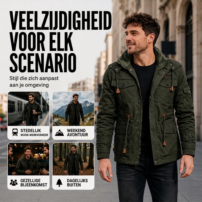 📢📢50% korting!!!🎉✨🔥Gratis verzending✈️Heren winterjack met thermovoering en afneembare capuchon