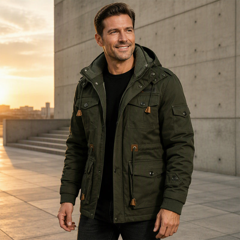 📢📢50% korting!!!🎉✨🔥Gratis verzending✈️Heren winterjack met thermovoering en afneembare capuchon