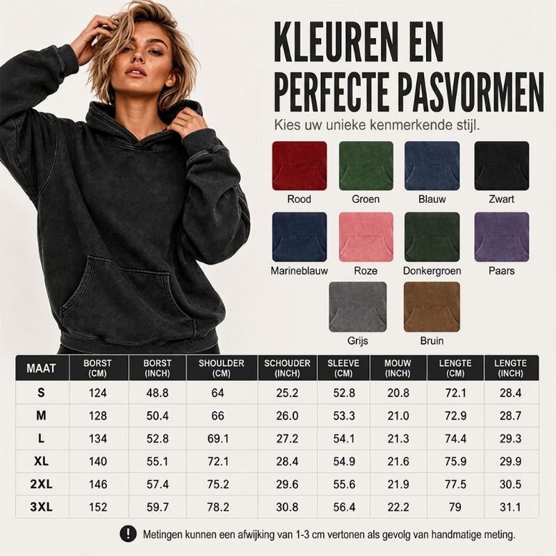 🔥 Streetwear Favoriet ✨ Unisex Oversized Hoodie met Acid-Wash Look – Casual, Comfortabel & Trendy 🖤