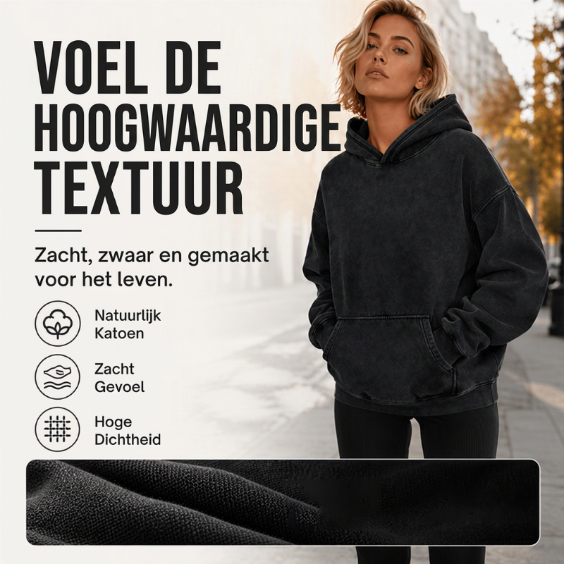 🔥 Streetwear Favoriet ✨ Unisex Oversized Hoodie met Acid-Wash Look – Casual, Comfortabel & Trendy 🖤