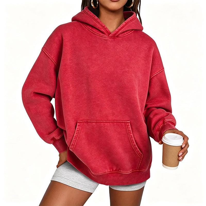 🔥 Streetwear Favoriet ✨ Unisex Oversized Hoodie met Acid-Wash Look – Casual, Comfortabel & Trendy 🖤