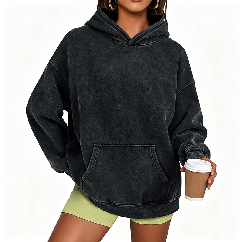 🔥 Streetwear Favoriet ✨ Unisex Oversized Hoodie met Acid-Wash Look – Casual, Comfortabel & Trendy 🖤