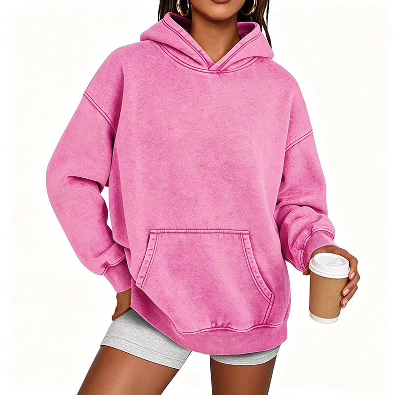 🔥 Streetwear Favoriet ✨ Unisex Oversized Hoodie met Acid-Wash Look – Casual, Comfortabel & Trendy 🖤