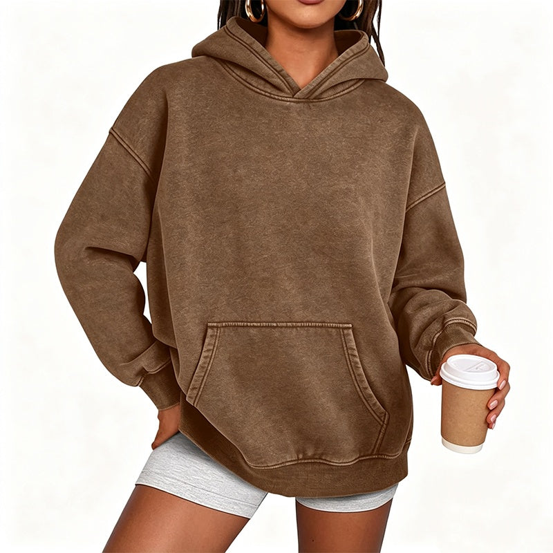 🔥 Streetwear Favoriet ✨ Unisex Oversized Hoodie met Acid-Wash Look – Casual, Comfortabel & Trendy 🖤