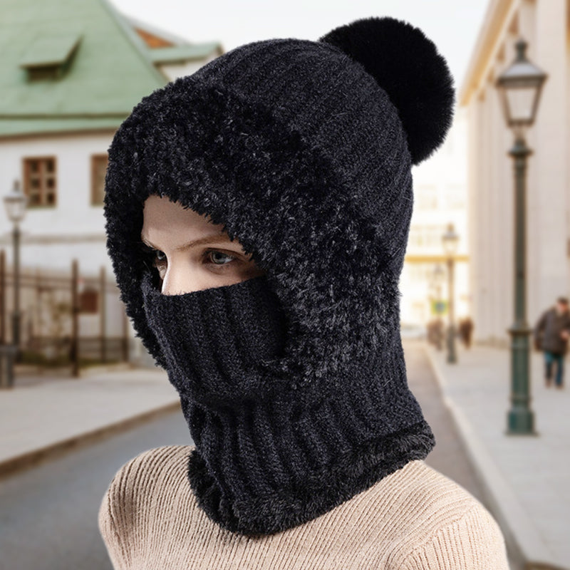 ❄️ Winter Deal ✨ Dames Gebreide 3-in-1 Muts Sjaal Masker – Warme Gezichtsbedekking voor Koude Dagen