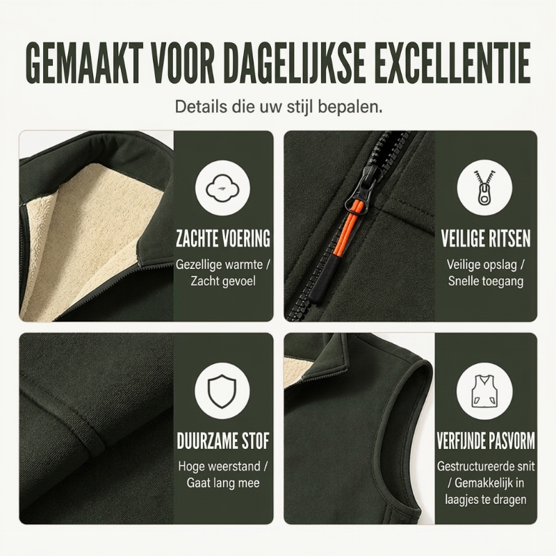💋Geniet van een 30-daags probleemloos retourbeleid!✅️Unisex Winter Vest met Pluche Voering voor Warmte