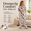 🐮Dames 3-Delige Pyjamaset met Hooglander Koe Print – Zachte Warme Nachtkleding voor Comfortabele Avonden