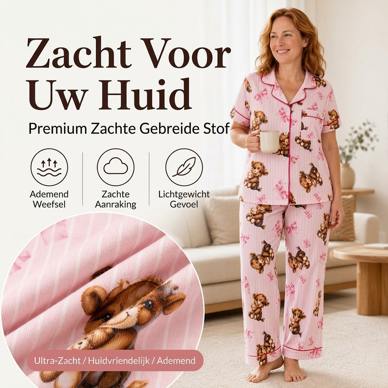 🐮Dames 3-Delige Pyjamaset met Hooglander Koe Print – Zachte Warme Nachtkleding voor Comfortabele Avonden