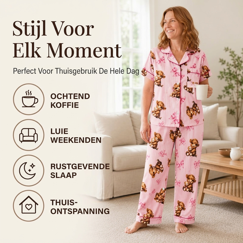 🐮Dames 3-Delige Pyjamaset met Hooglander Koe Print – Zachte Warme Nachtkleding voor Comfortabele Avonden