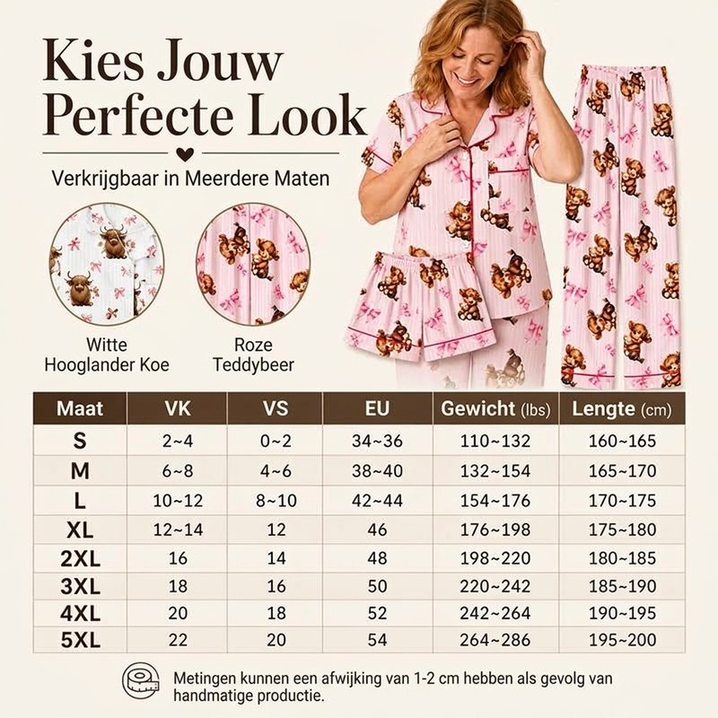 🐮Dames 3-Delige Pyjamaset met Hooglander Koe Print – Zachte Warme Nachtkleding voor Comfortabele Avonden