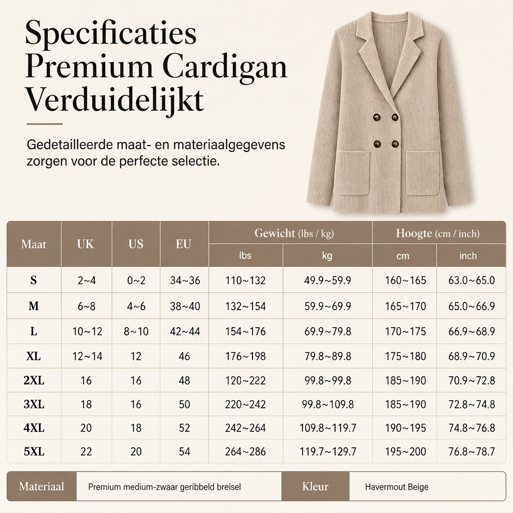 ✈️Gratis verzending🍂 Winter Deal ✨ Dames Geribbelde Gebreide Cardigan met Dubbele Rij Knopen – Lange Vest met Zakken & Reverskraag