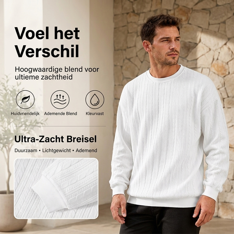 💋Geniet van een zorgeloos retourbeleid van 30 dagen!✅️Heren Kabelgebreide Trui met Ronde Hals