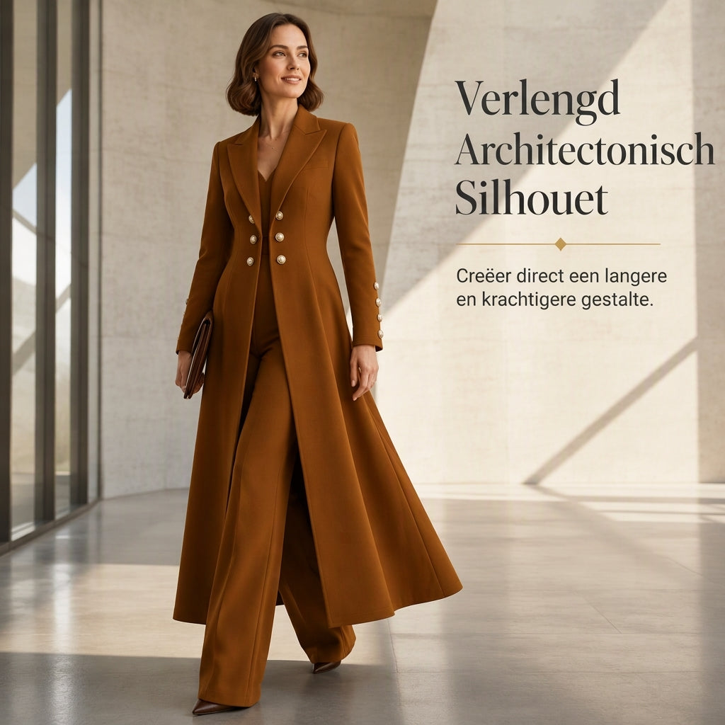 🔥Populair product ！✨Elegante Lange Gebreide Jas met Dubbele Knoopsluiting