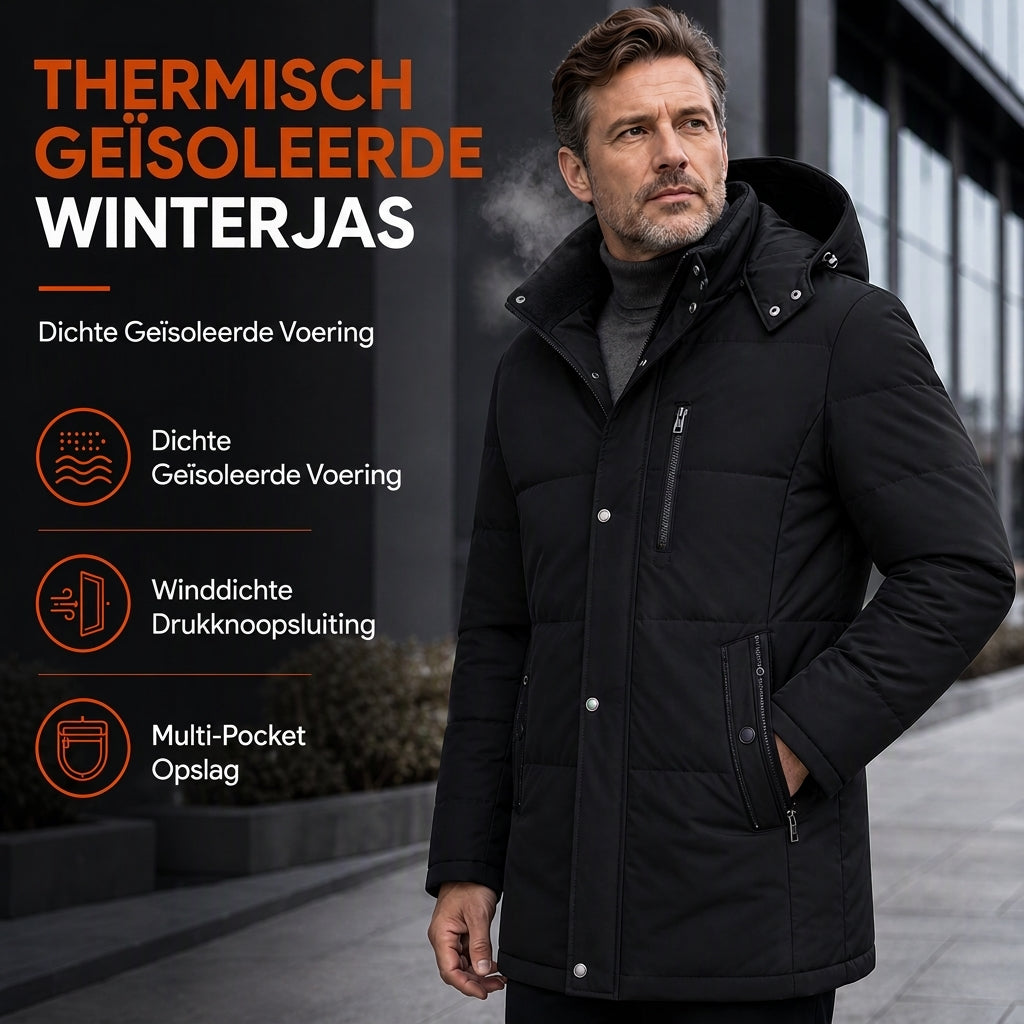 🔥Gratis verzending✈️Halflange Heren Winterjas met Dikke Voering – Zakelijke & Casual Katoenen Jas voor Comfort en Warmte