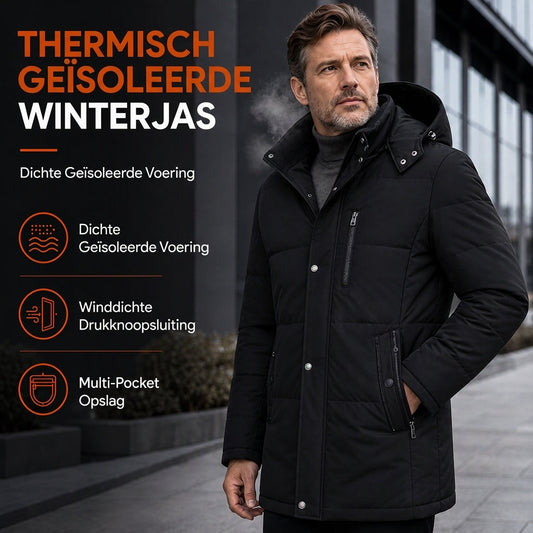 🔥Gratis verzending✈️Halflange Heren Winterjas met Dikke Voering – Zakelijke & Casual Katoenen Jas voor Comfort en Warmte