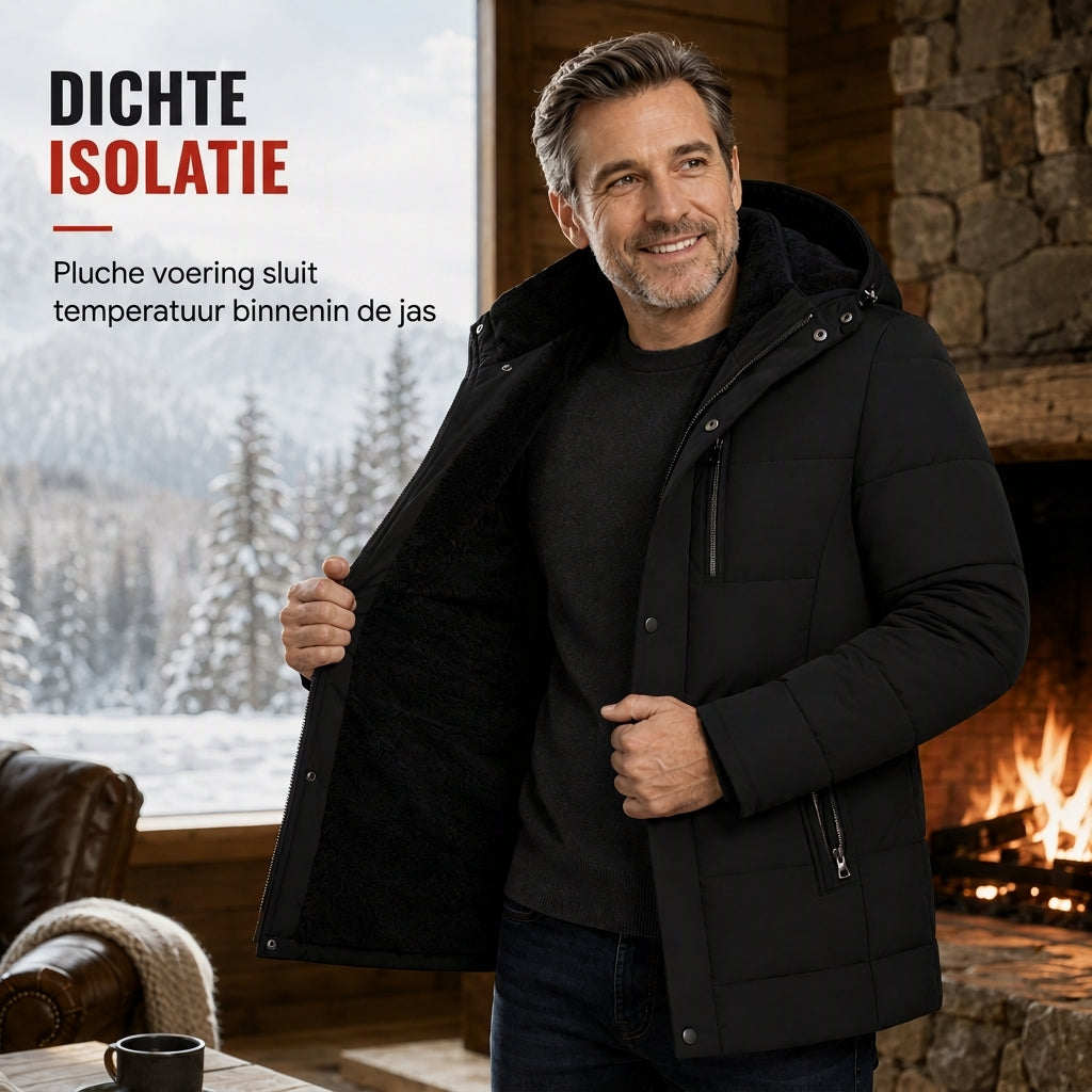 🔥Gratis verzending✈️Halflange Heren Winterjas met Dikke Voering – Zakelijke & Casual Katoenen Jas voor Comfort en Warmte