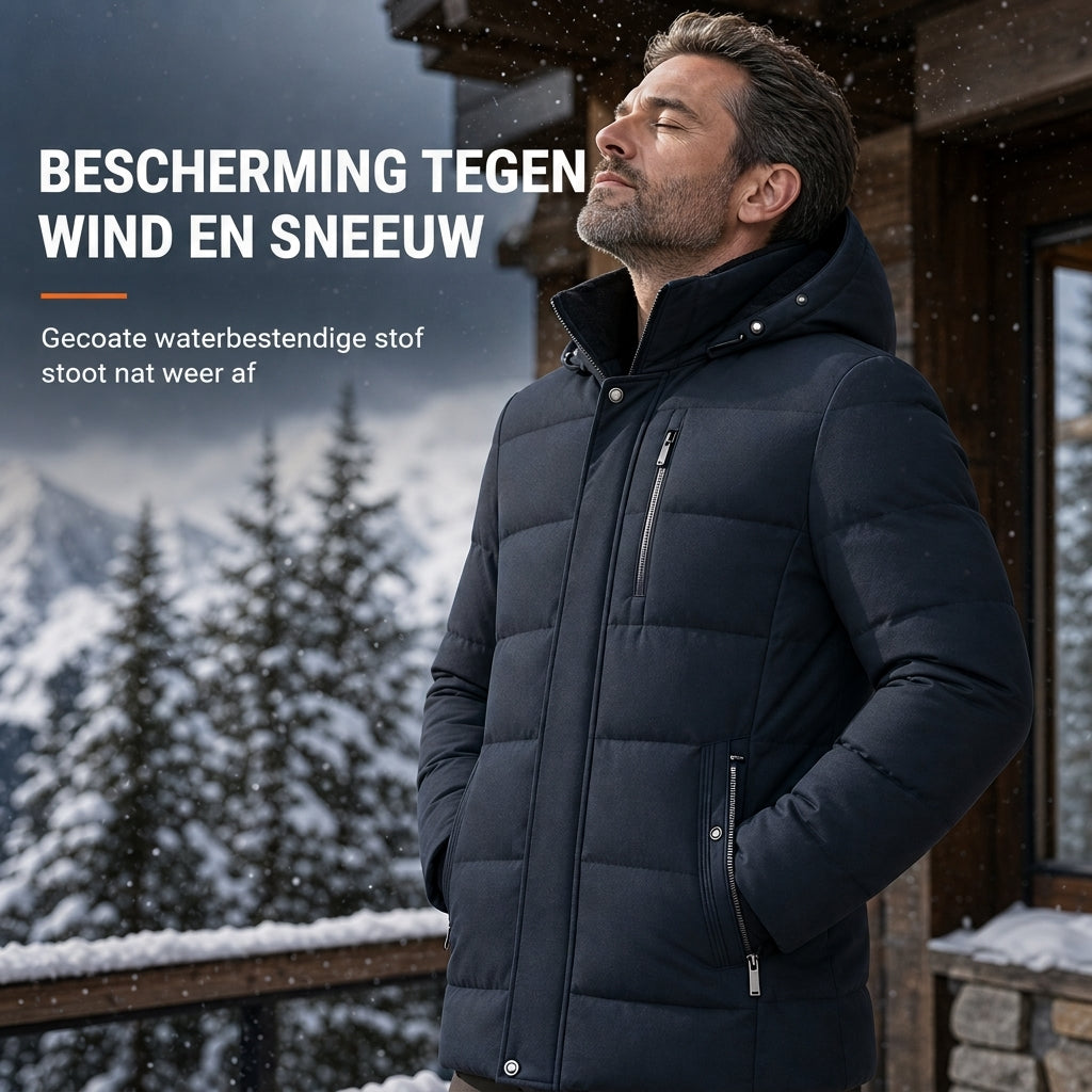 🔥Gratis verzending✈️Halflange Heren Winterjas met Dikke Voering – Zakelijke & Casual Katoenen Jas voor Comfort en Warmte