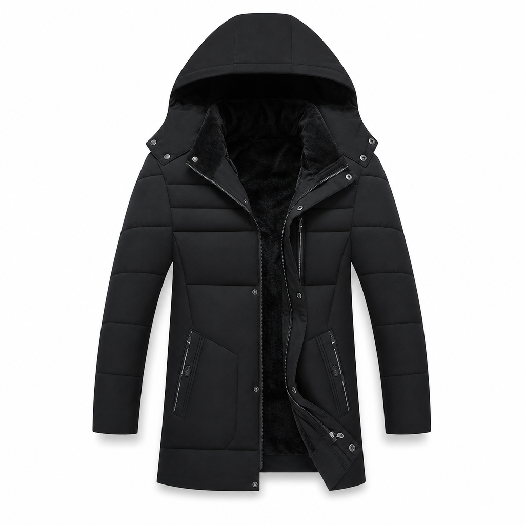 🔥Gratis verzending✈️Halflange Heren Winterjas met Dikke Voering – Zakelijke & Casual Katoenen Jas voor Comfort en Warmte
