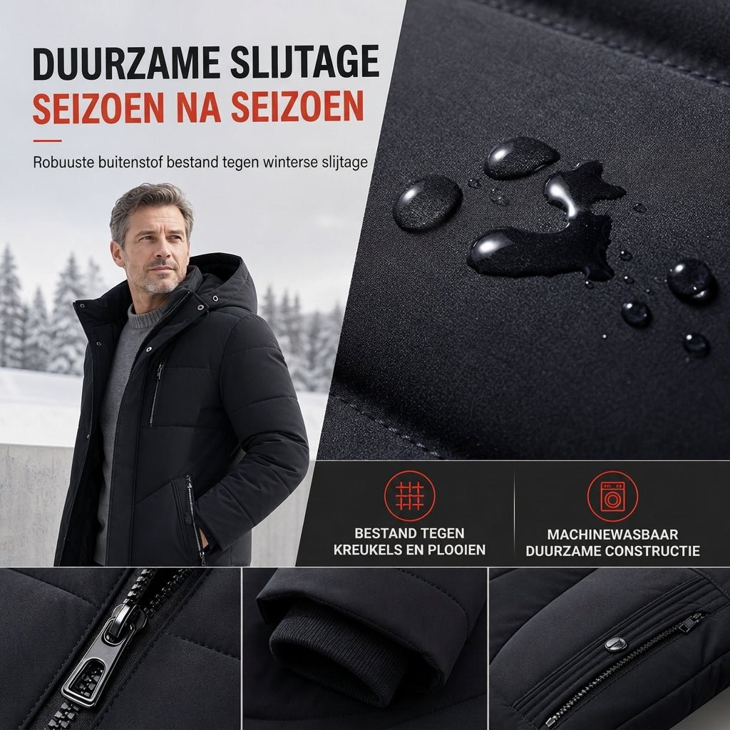 🔥Gratis verzending✈️Halflange Heren Winterjas met Dikke Voering – Zakelijke & Casual Katoenen Jas voor Comfort en Warmte