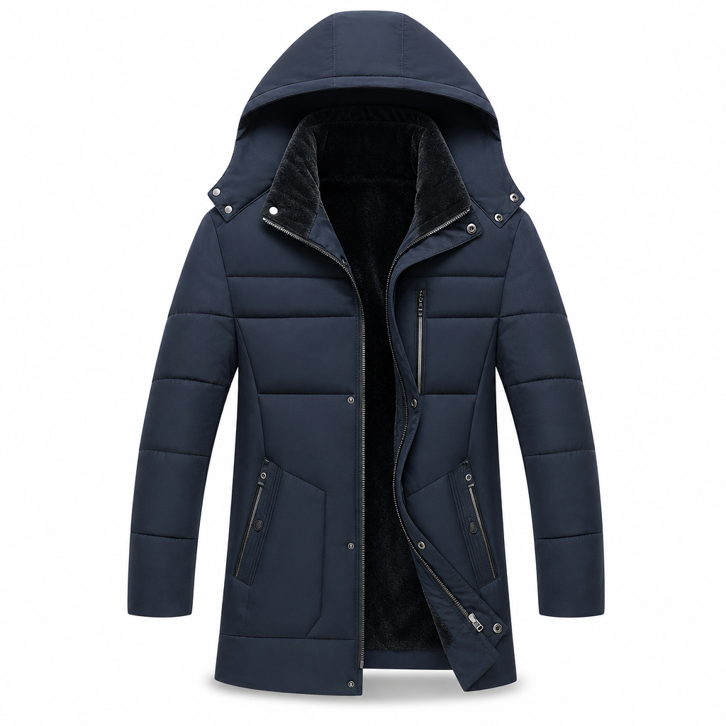🔥Gratis verzending✈️Halflange Heren Winterjas met Dikke Voering – Zakelijke & Casual Katoenen Jas voor Comfort en Warmte