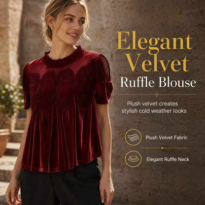 📢📢50% korting!!!🎉✨✨Effen damesshirt met korte mouwen en een kraag met ruches