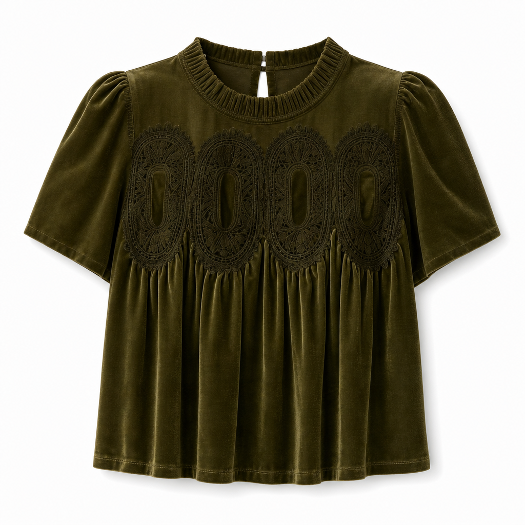 📢📢50% korting!!!🎉✨✨Effen damesshirt met korte mouwen en een kraag met ruches