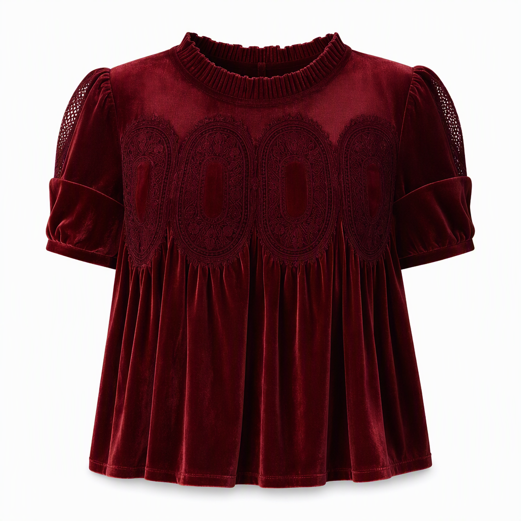 📢📢50% korting!!!🎉✨✨Effen damesshirt met korte mouwen en een kraag met ruches