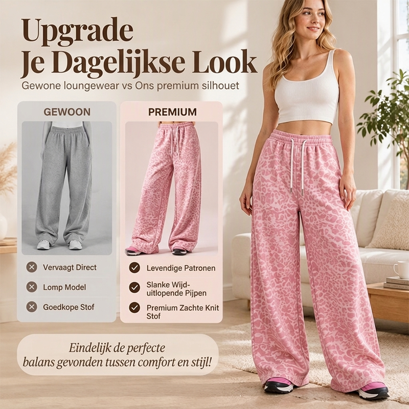 🔥 Nieuwe Trend ✨ Dames Luipaardprint Wijde Been Joggingbroek – Comfortabele Pasvorm, Modieuze Look & Casual Stijl