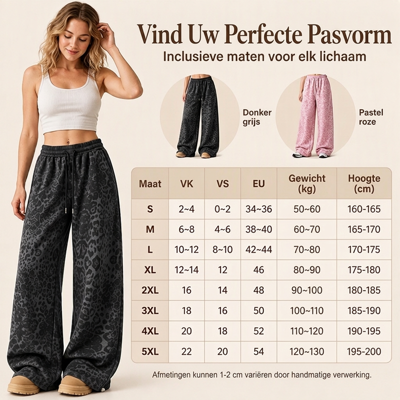🔥 Nieuwe Trend ✨ Dames Luipaardprint Wijde Been Joggingbroek – Comfortabele Pasvorm, Modieuze Look & Casual Stijl