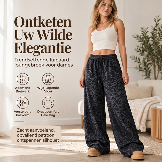 🔥 Nieuwe Trend ✨ Dames Luipaardprint Wijde Been Joggingbroek – Comfortabele Pasvorm, Modieuze Look & Casual Stijl