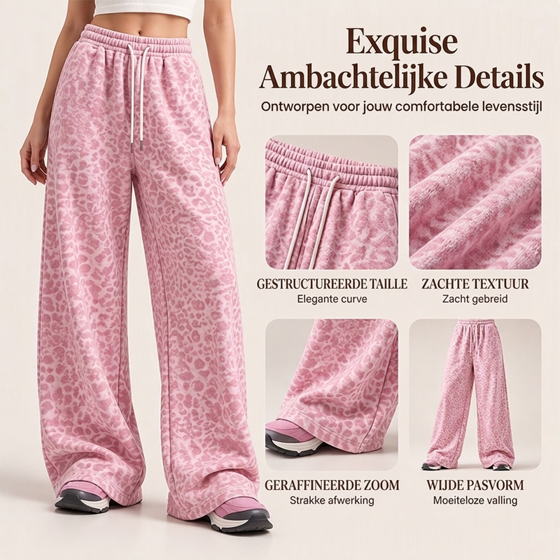 🔥 Nieuwe Trend ✨ Dames Luipaardprint Wijde Been Joggingbroek – Comfortabele Pasvorm, Modieuze Look & Casual Stijl