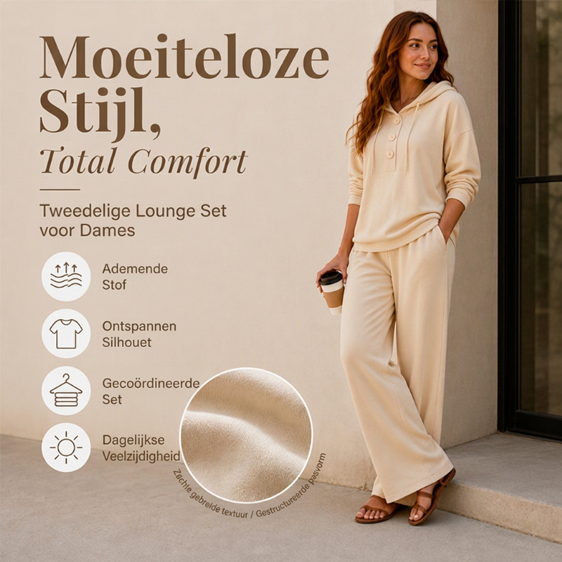 ✨ Nieuwe Collectie 🤍 Dames Hoodie & Lounge Broek Set – Comfortabele Pasvorm, Casual Stijl en Perfect voor Ontspannen Dagen