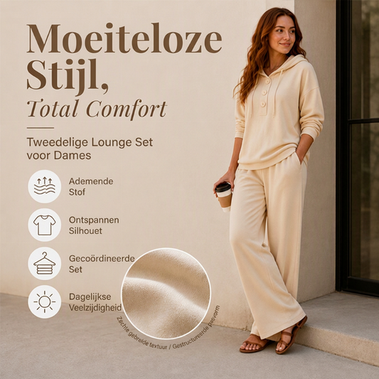 ✨ Nieuwe Collectie 🤍 Dames Hoodie & Lounge Broek Set – Comfortabele Pasvorm, Casual Stijl en Perfect voor Ontspannen Dagen