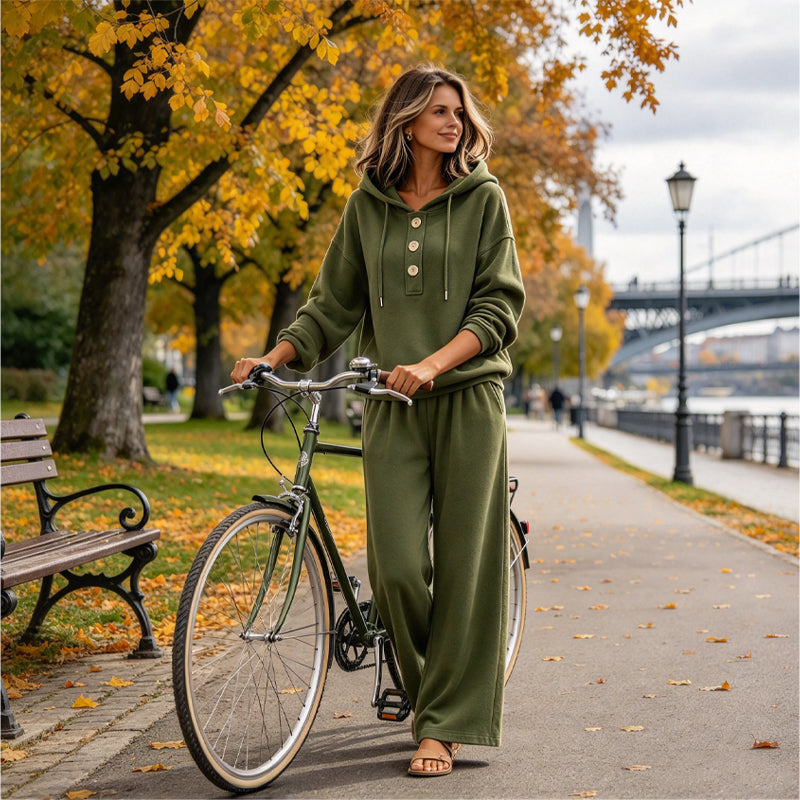 ✨ Nieuwe Collectie 🤍 Dames Hoodie & Lounge Broek Set – Comfortabele Pasvorm, Casual Stijl en Perfect voor Ontspannen Dagen