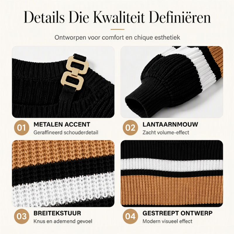 🧶 Casuele damestrui met strepen en off-shoulder design ✨ Koop 2, gratis verzending!