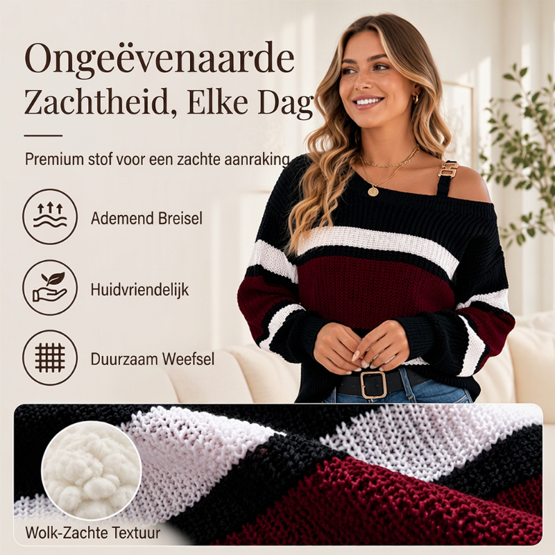 🧶 Casuele damestrui met strepen en off-shoulder design ✨ Koop 2, gratis verzending!