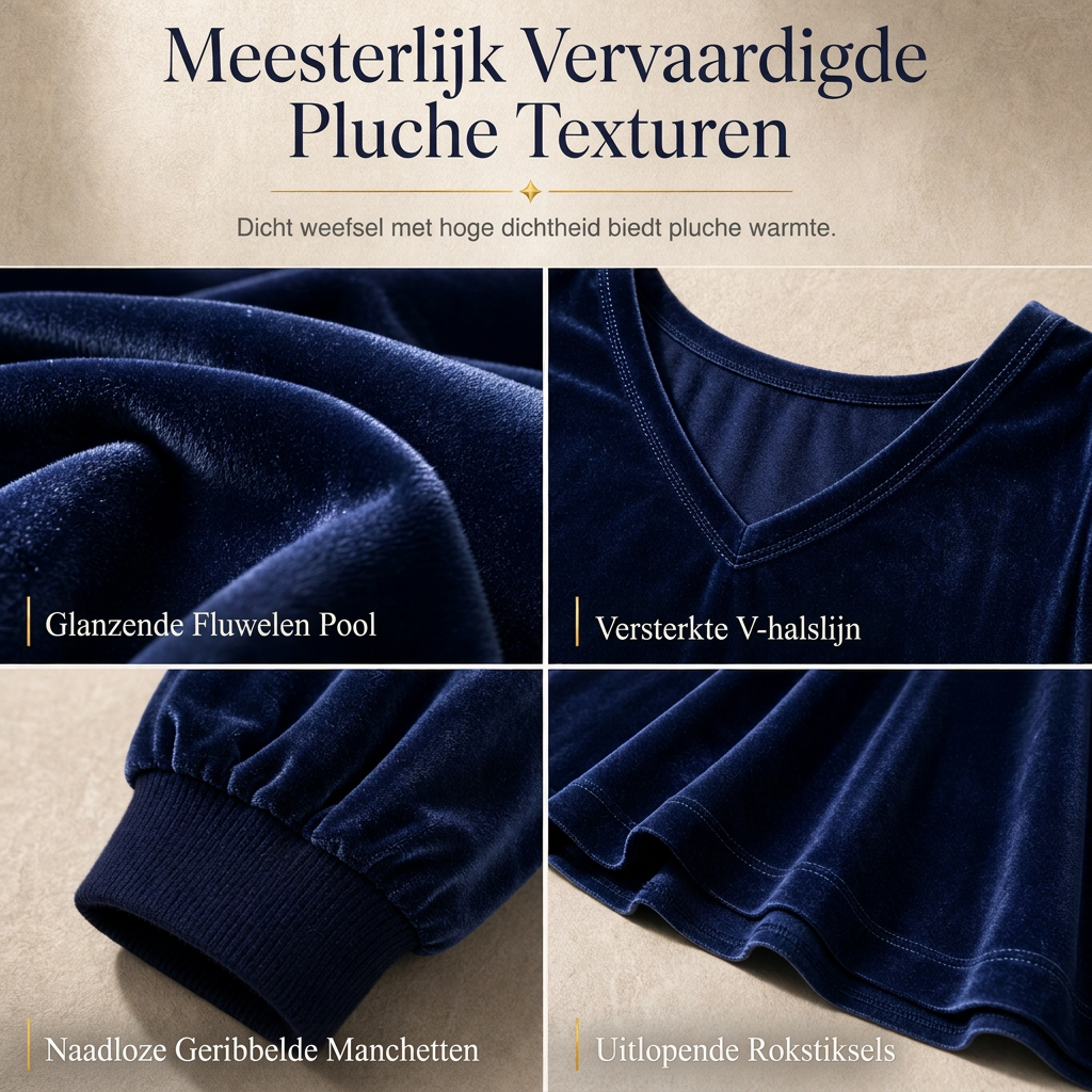 ✨ 50% KORTING 💎 Dames Fluwelen 2-Delige Set met Diepe V-Hals – Losse Sweater & Elegante Uitlopende Maxirok, Zacht en Stijlvol 🍂