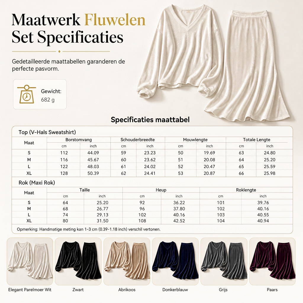 ✨ 50% KORTING 💎 Dames Fluwelen 2-Delige Set met Diepe V-Hals – Losse Sweater & Elegante Uitlopende Maxirok, Zacht en Stijlvol 🍂