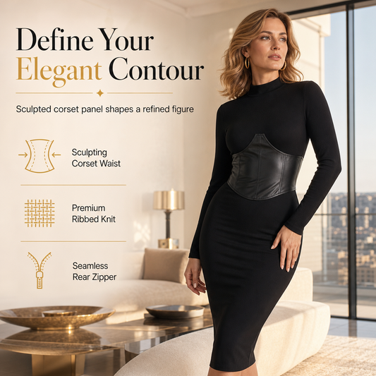 🔥Gratis verzending✈️Gecontourde taille, elegante rondingen – Geribbelde bodycon-jurk voor dames ✨