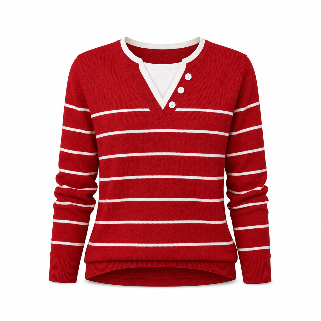 🙌 70% herhaalaankooppercentage🔥🔥Casual Mock Two-Piece V-hals Gebreide Trui met Knopdetails