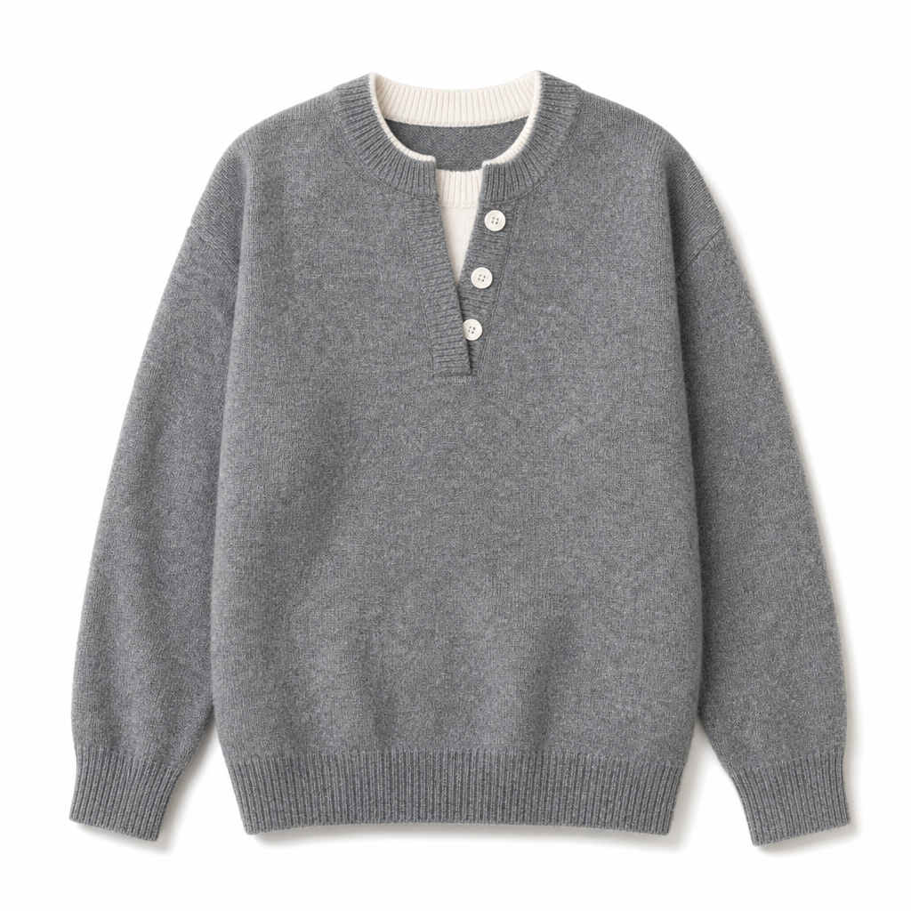 🙌 70% herhaalaankooppercentage🔥🔥Casual Mock Two-Piece V-hals Gebreide Trui met Knopdetails