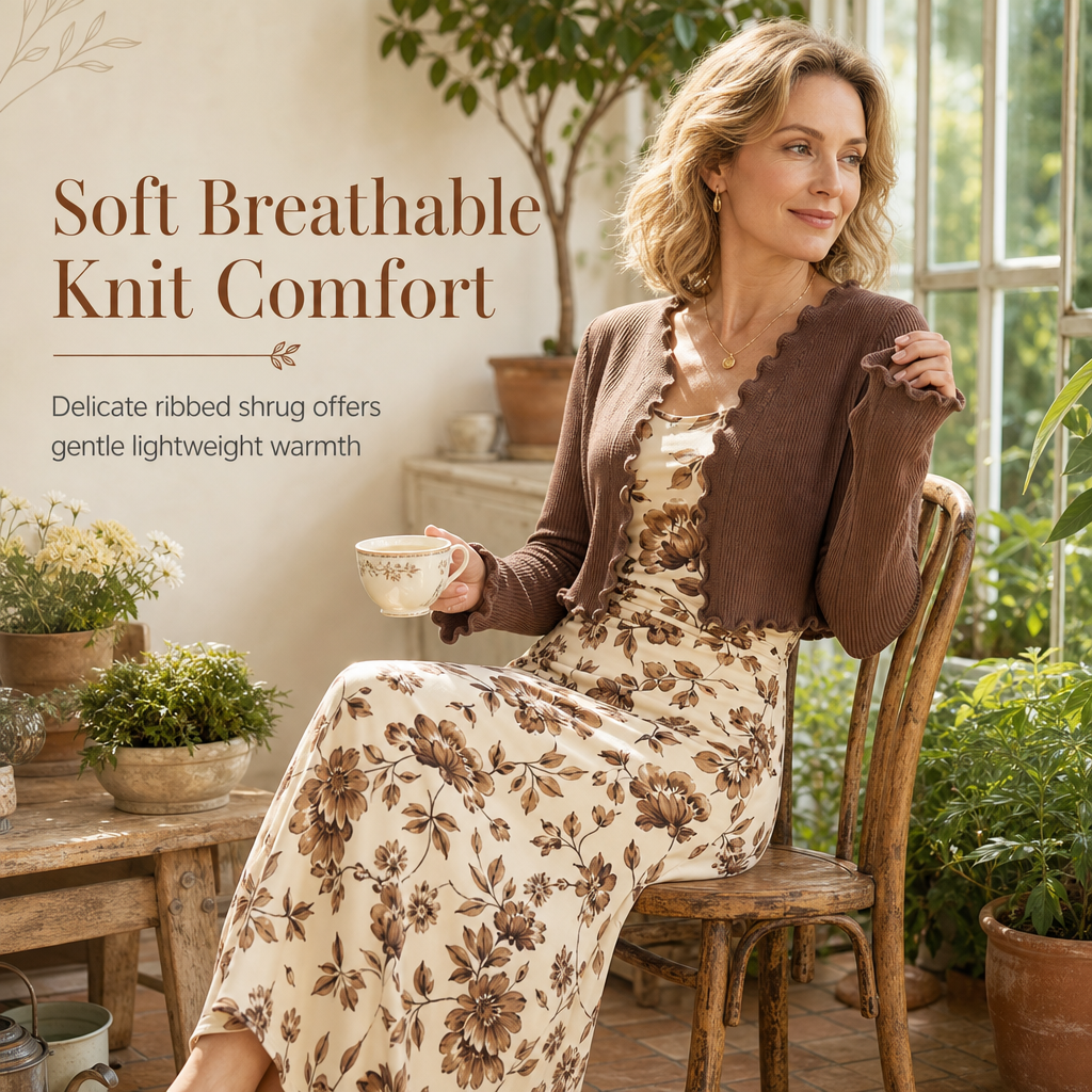 ✨ Dames 2-Delige Set 🤍 Vintage Bloemen Slipjurk + Korte Geribde Gebreide Cardigan, Vrouwelijk & Chique voor Lente/Zomer ✨