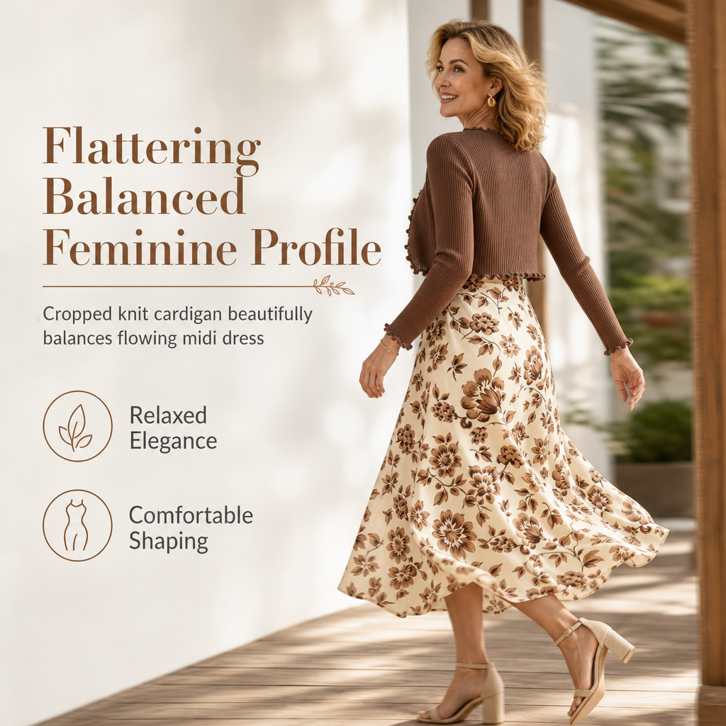 ✨ Dames 2-Delige Set 🤍 Vintage Bloemen Slipjurk + Korte Geribde Gebreide Cardigan, Vrouwelijk & Chique voor Lente/Zomer ✨