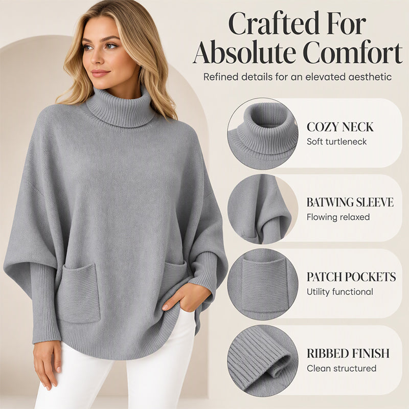 💖Hallo~ Mis het niet als je het leuk vindt🔥🔥Oversized Gebreide Poncho Trui met Col en Zakken